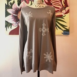 Merona Cotton Sweater with Snowflake Designs